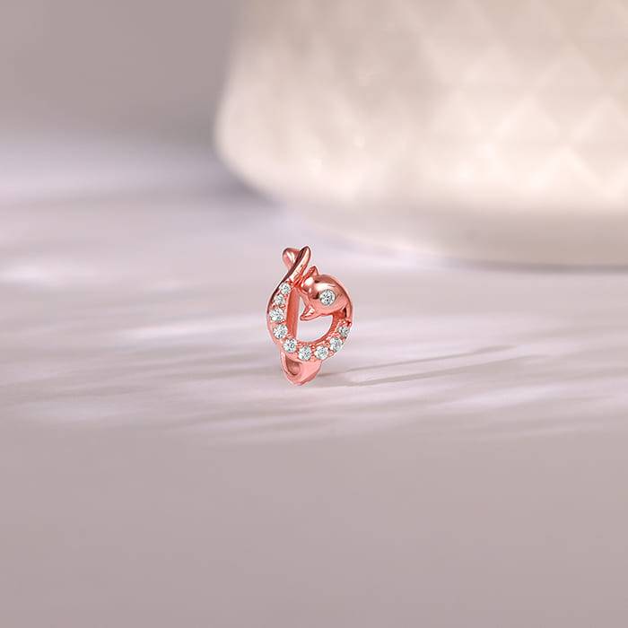 Giva 925 Silver Rose Gold Manohar Mor Nose Pin (Clip On)| Nose Pin For Women And Girls | W : NP0214