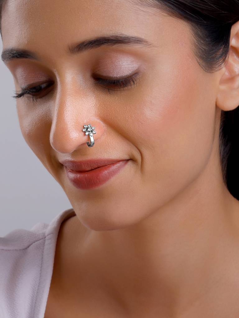 Silver Anokhi Nose Pin (Clip On) : NP0218
