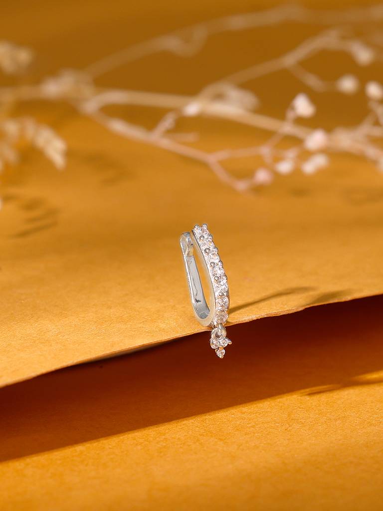 Silver Riyaaz Nose Pin (Clip On) : NP0220