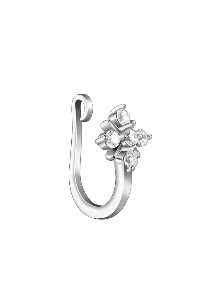 Silver Kiran Nose Pin (Clip On) : NP0222