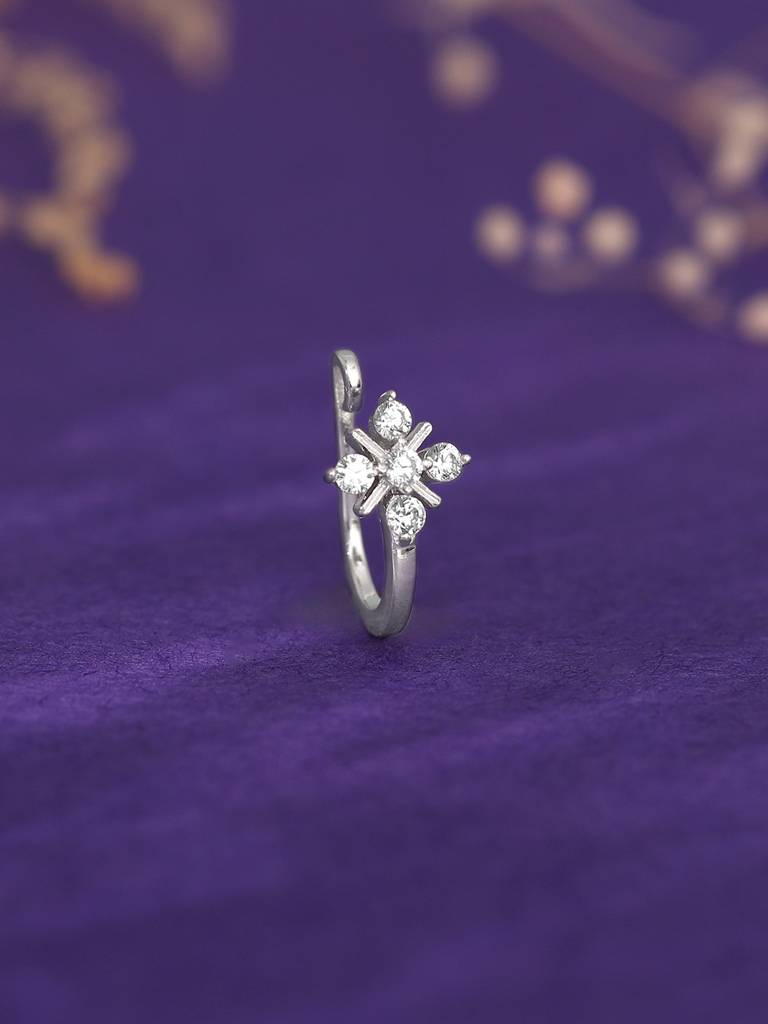 Silver Kiran Nose Pin (Clip On) : NP0222