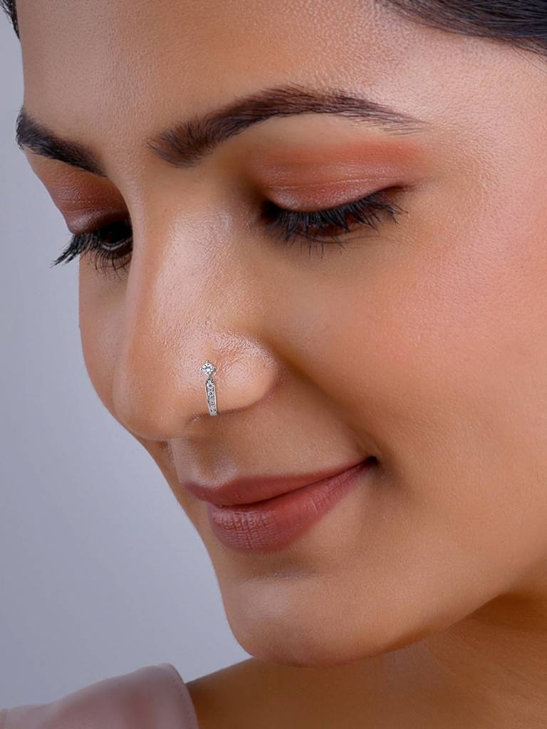 Silver Rekha Nose Pin (Clip On) : NP0224