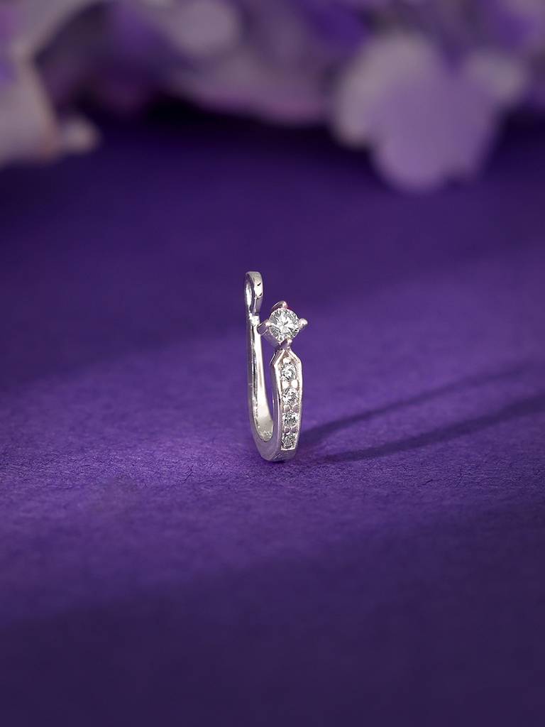 Silver Rekha Nose Pin (Clip On) : NP0224