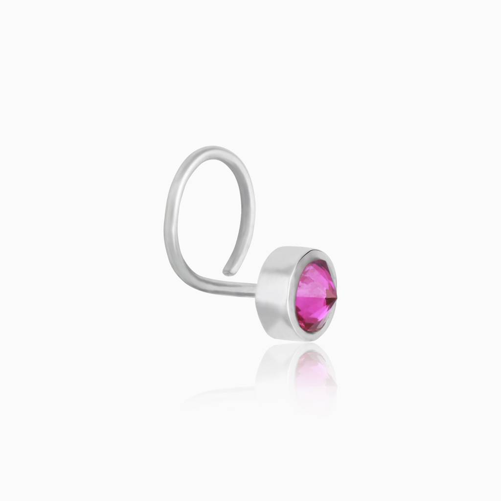 Oxidised Silver Pretty Pink Nose Pin : NP060