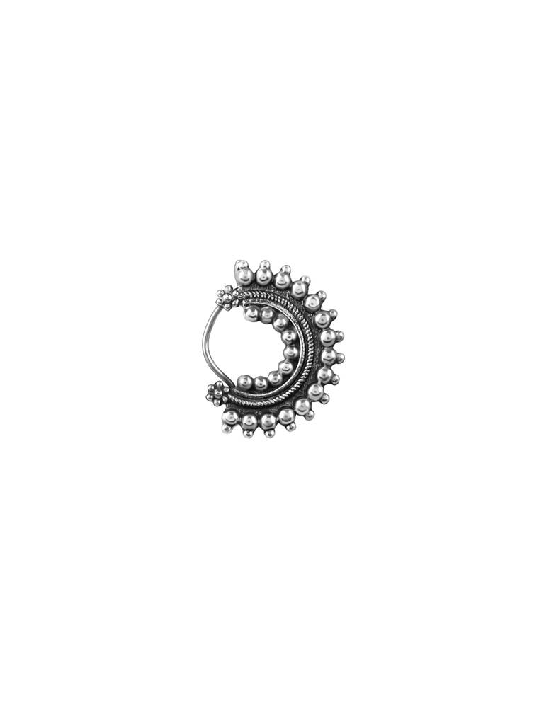 Silver Oxidised Silver Half-Moon Nose Ring : NP062