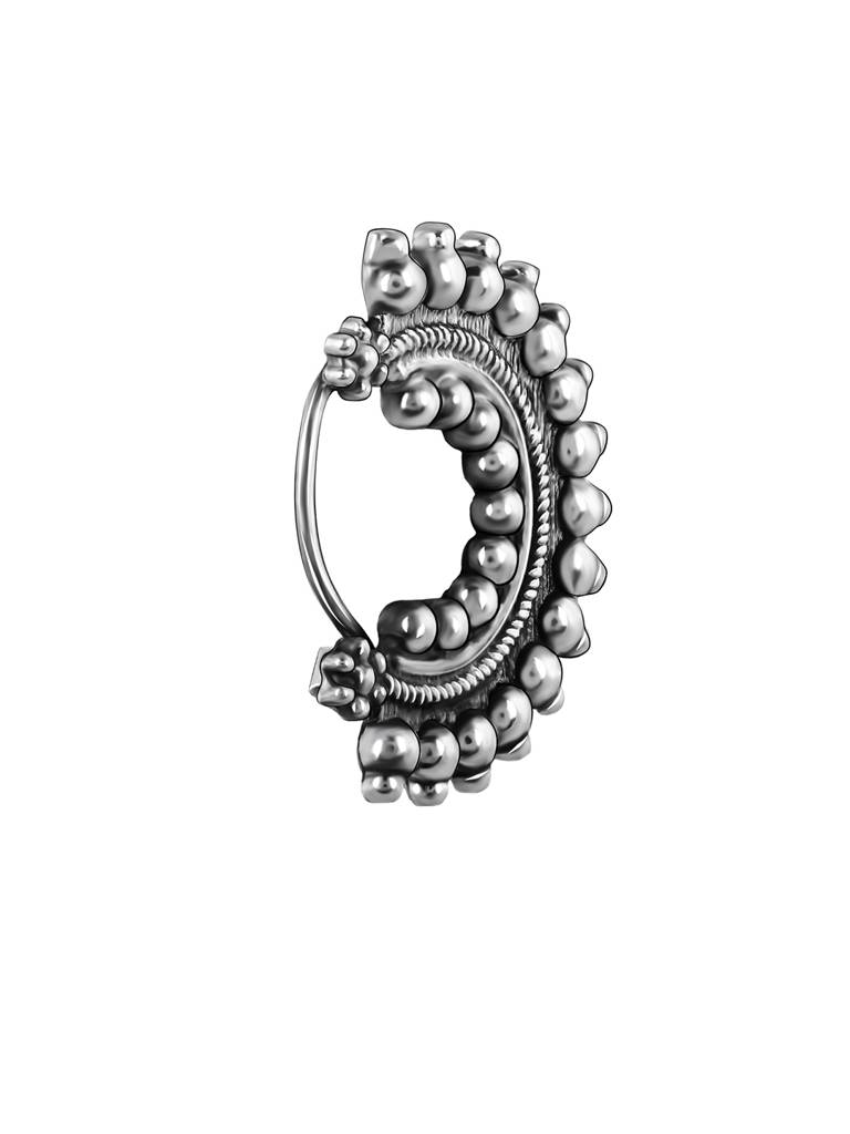 Silver Oxidised Silver Half-Moon Nose Ring : NP062