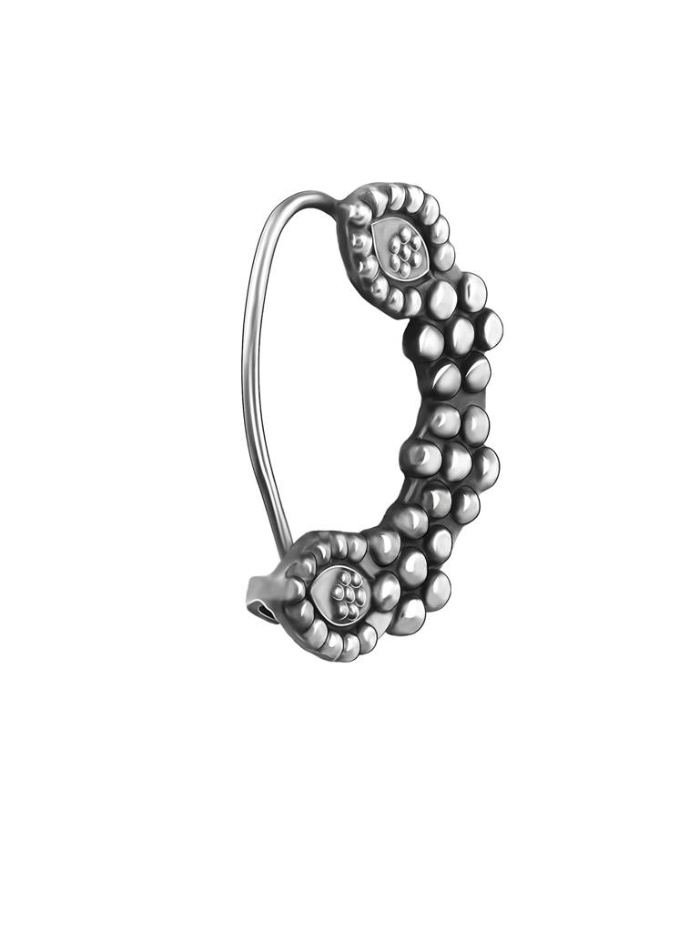 Silver Oxidised Silver Beaded Nose Ring : NP065