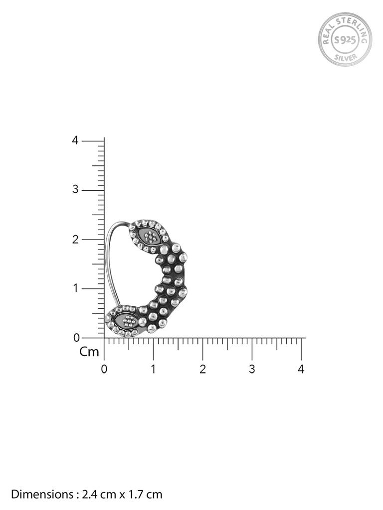 Silver Oxidised Silver Beaded Nose Ring : NP065