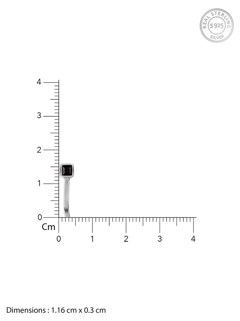 Silver Oxidised Silver Black Square Nose Pin (Clip On) : NP087