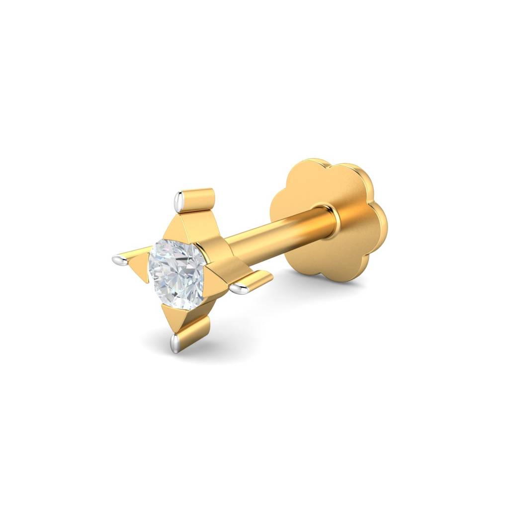 KuberBox 18K Yellow Gold Cayman 0.02 Carat Nose Stud