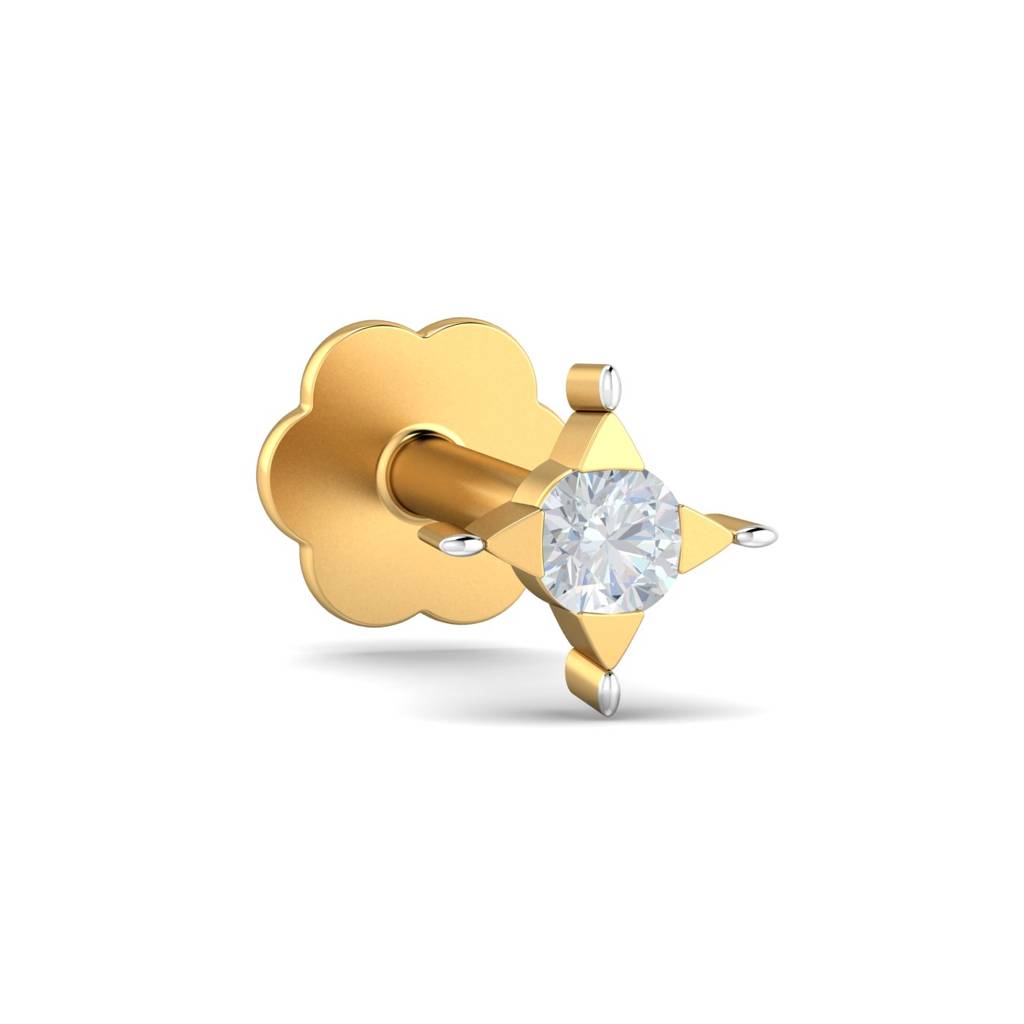 KuberBox 18K Yellow Gold Cayman 0.02 Carat Nose Stud