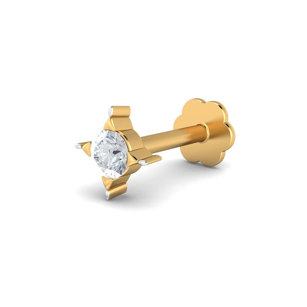KuberBox 18K Yellow Gold Cayman 0.04 Carat Nose Stud