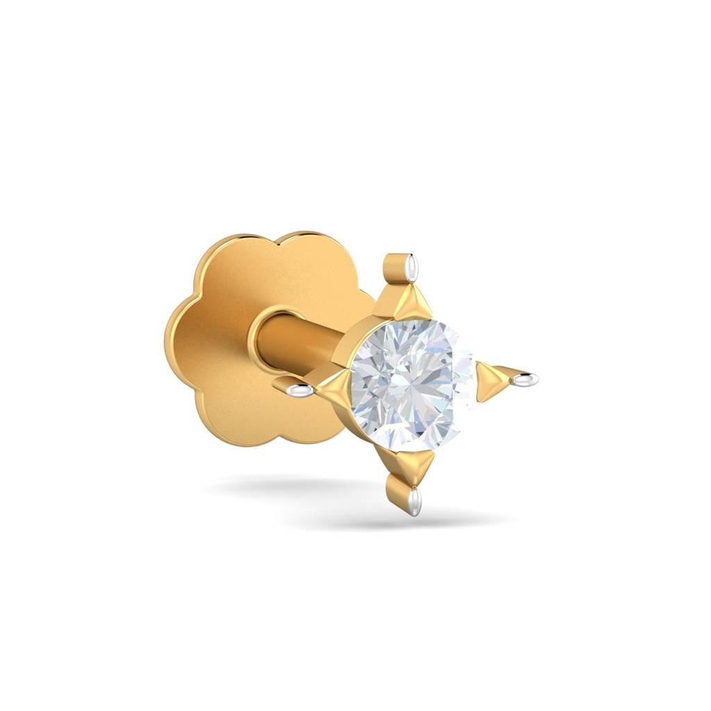KuberBox 18K Yellow Gold Cayman 0.04 Carat Nose Stud