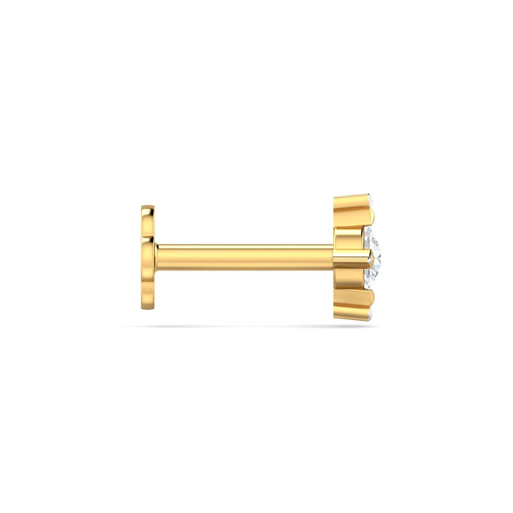 KuberBox 18K Yellow Gold Cayman 0.04 Carat Nose Stud