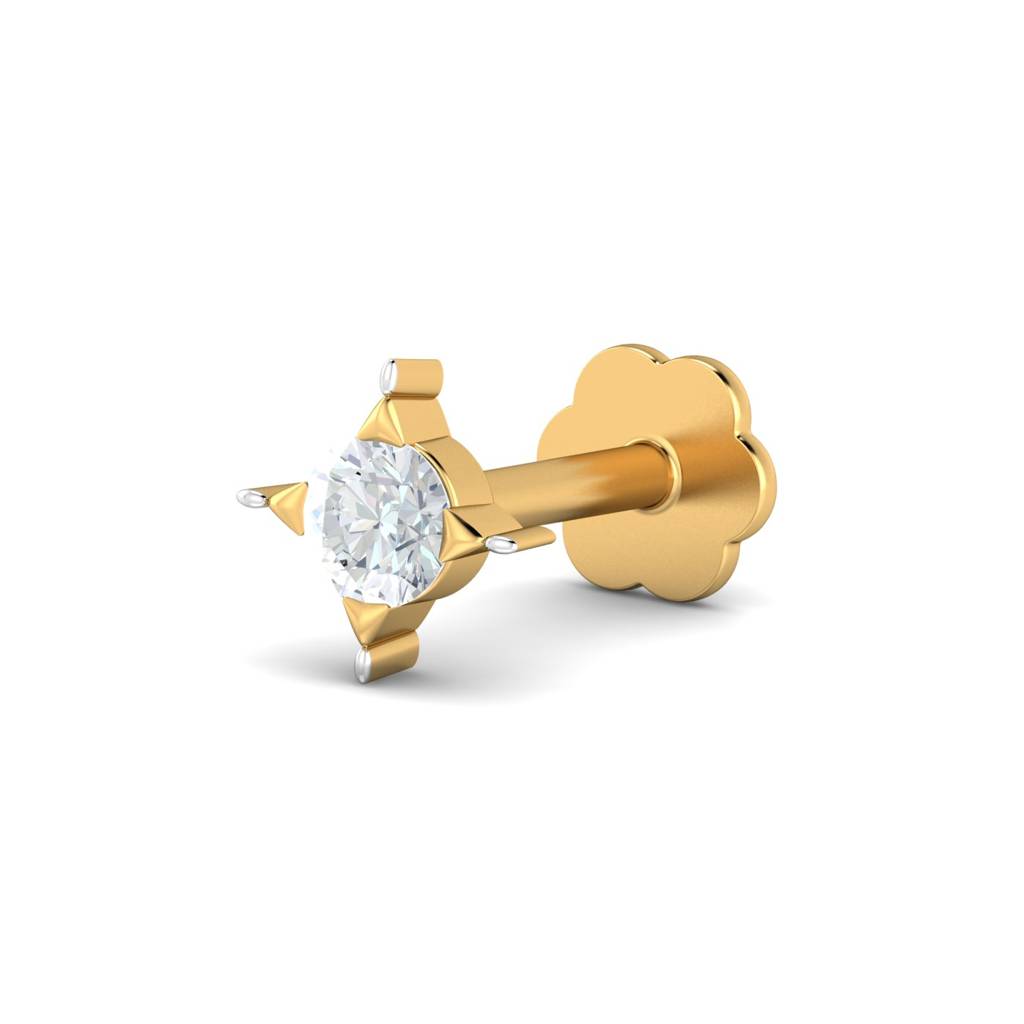 KuberBox 18K Yellow Gold Cayman 0.07 Carat Nose Stud