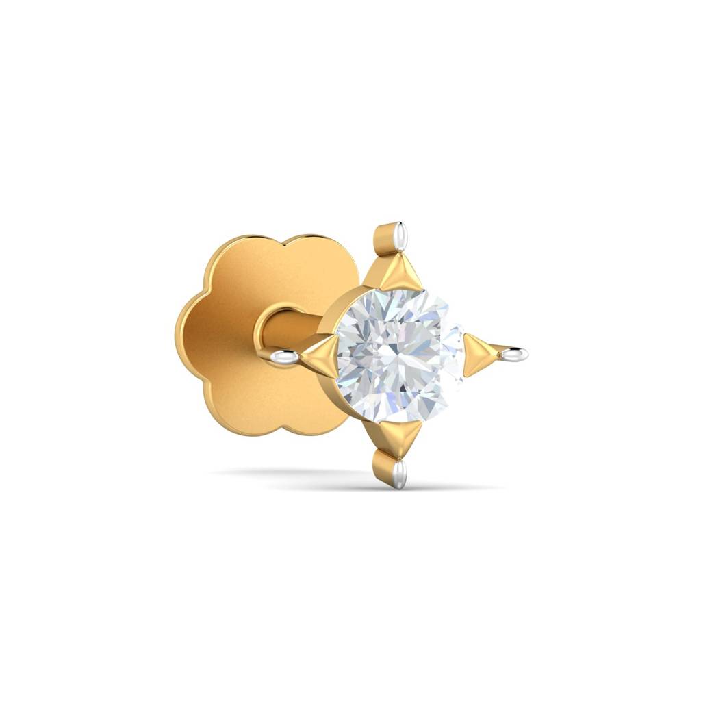 KuberBox 18K Yellow Gold Cayman 0.07 Carat Nose Stud