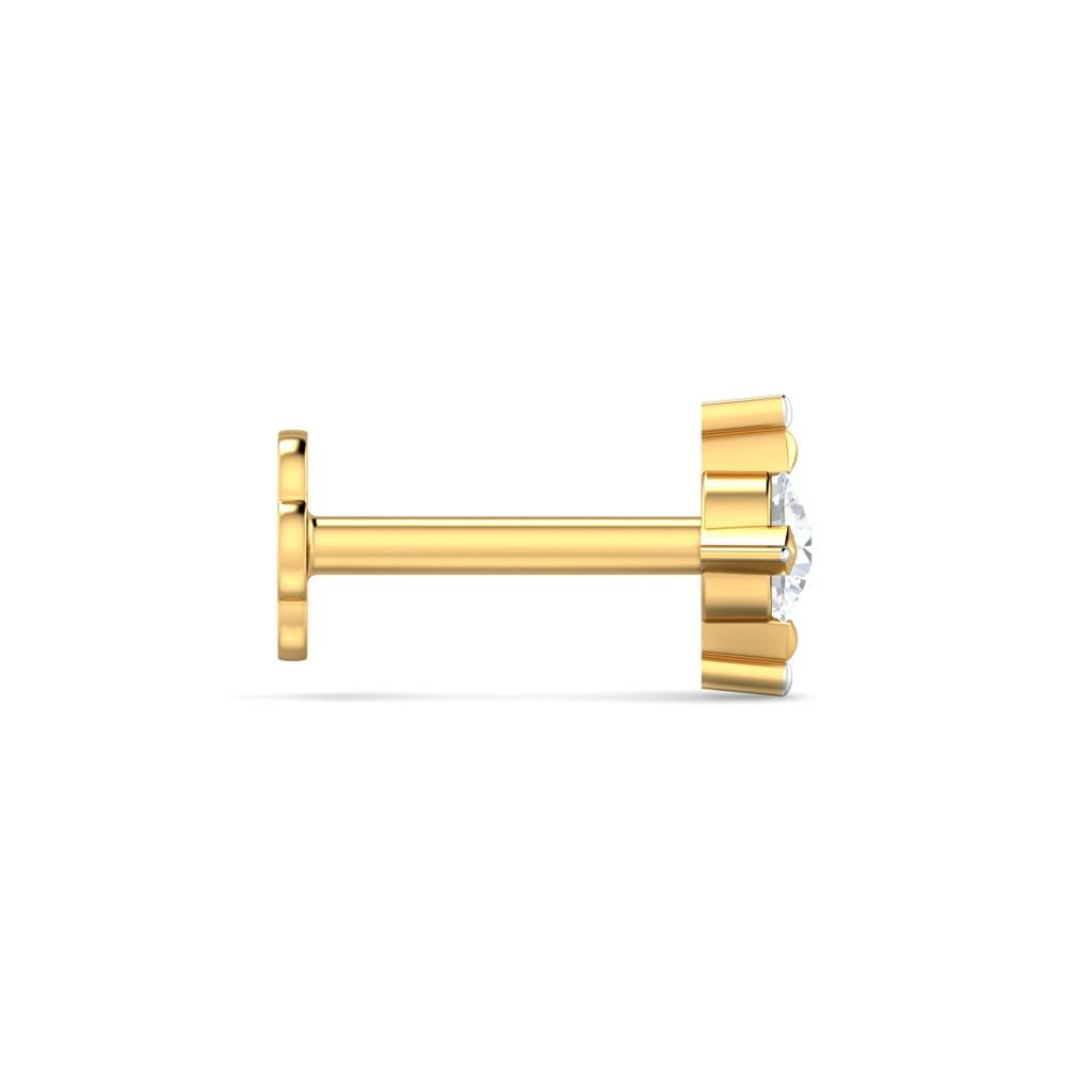 KuberBox 18K Yellow Gold Cayman 0.07 Carat Nose Stud