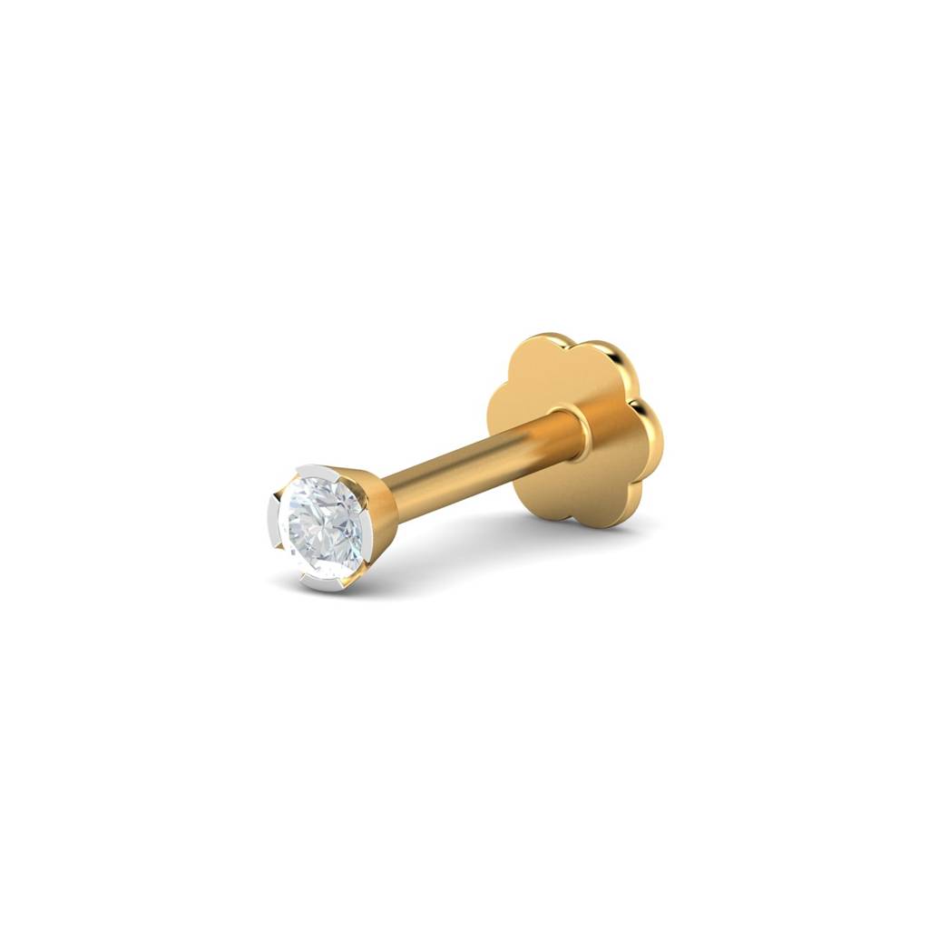 KuberBox 18K Yellow Gold Chike 0.03 Carat Nose Stud
