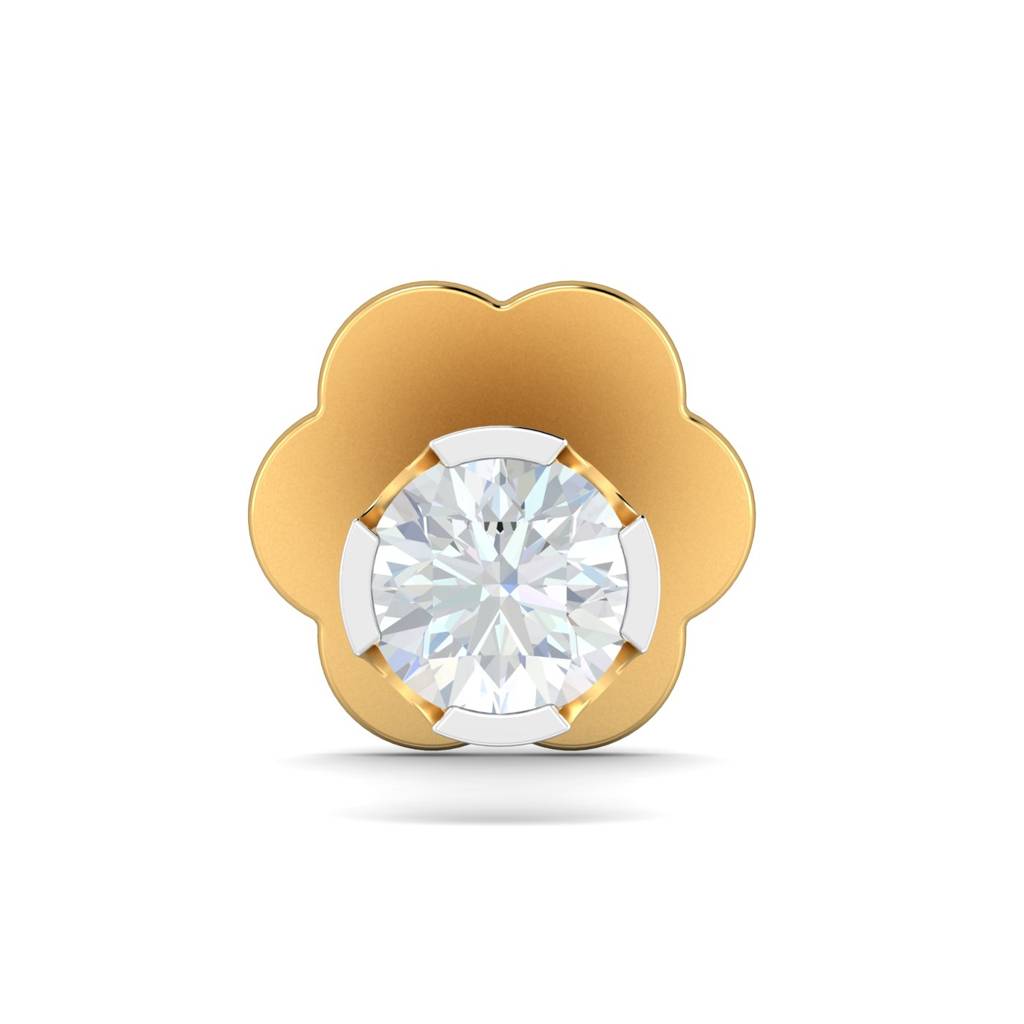 KuberBox 18K Yellow Gold Chike 0.03 Carat Nose Stud