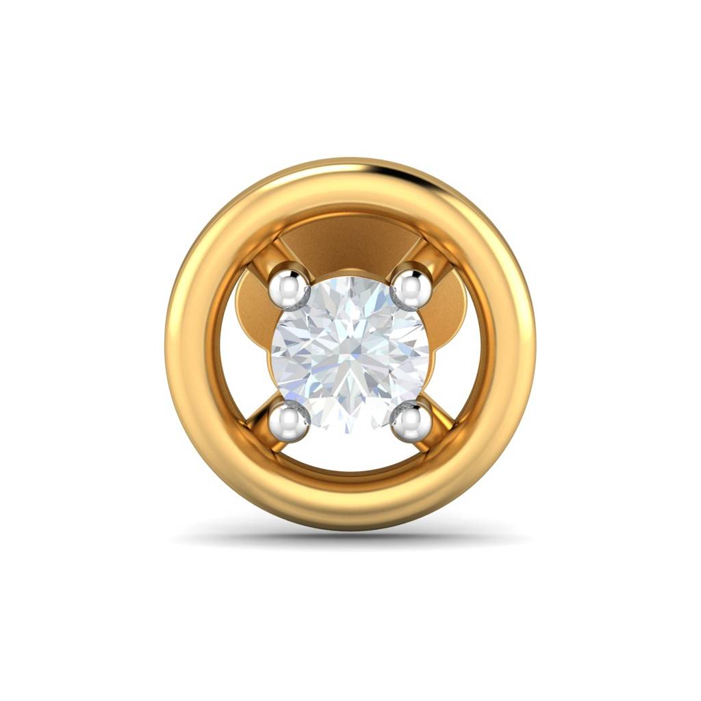 KuberBox 18K Yellow Gold Round 0.06 Carat Nose Stud