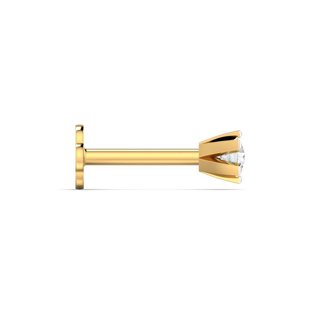 KuberBox 18K Yellow Gold Classic 6 Prong 4 Cent Nose Stud