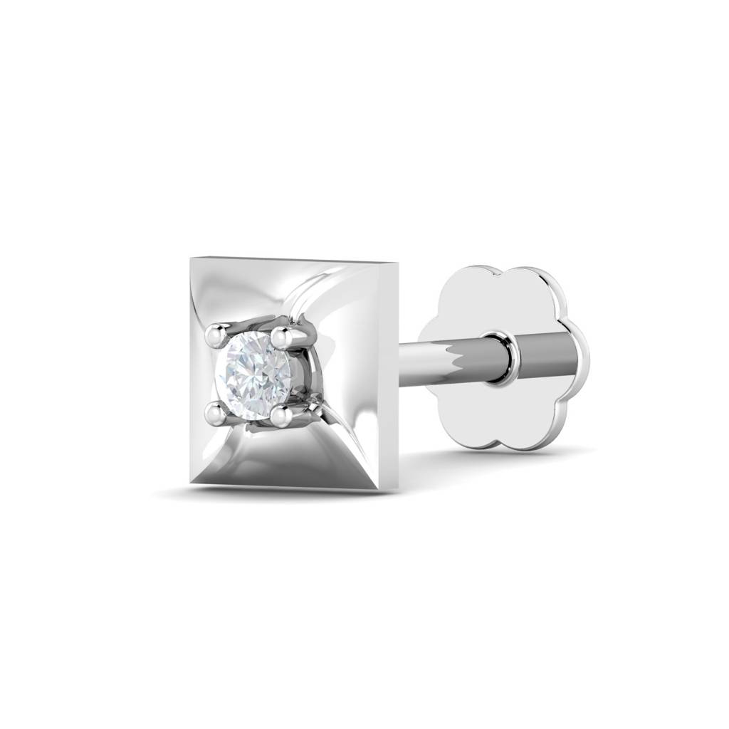 KuberBox 18K White Gold Henri Square Nose Stud