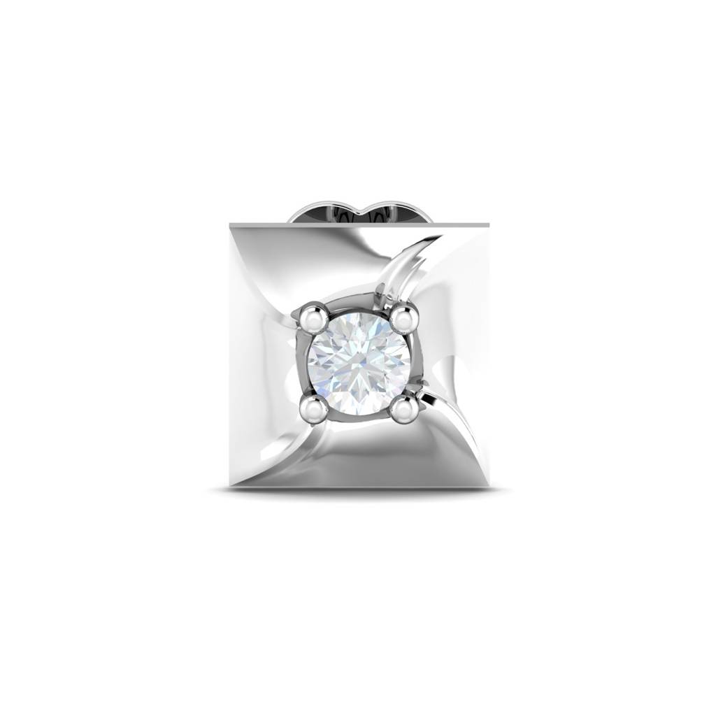 KuberBox 18K White Gold Henri Square Nose Stud