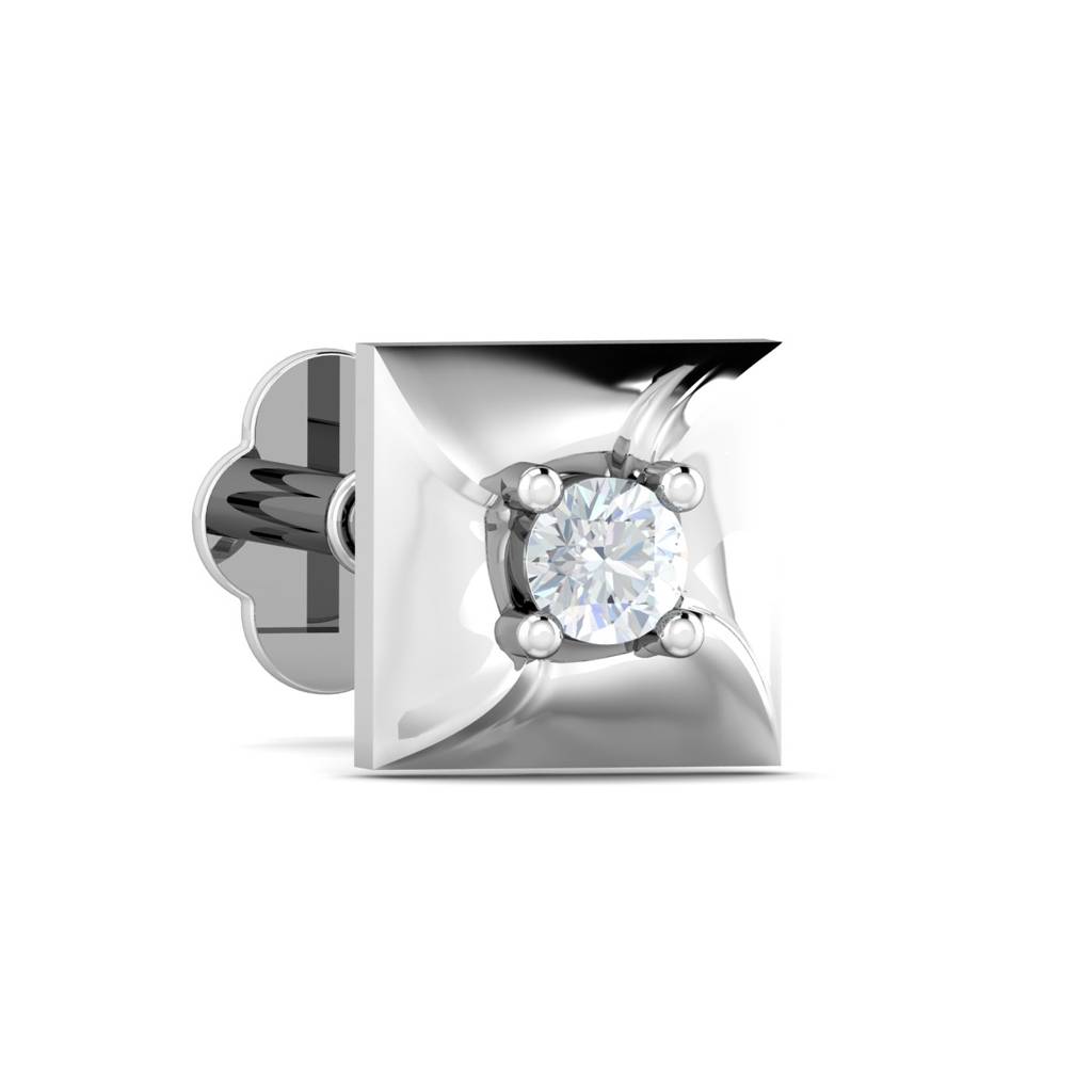 KuberBox 18K White Gold Henri Square Nose Stud