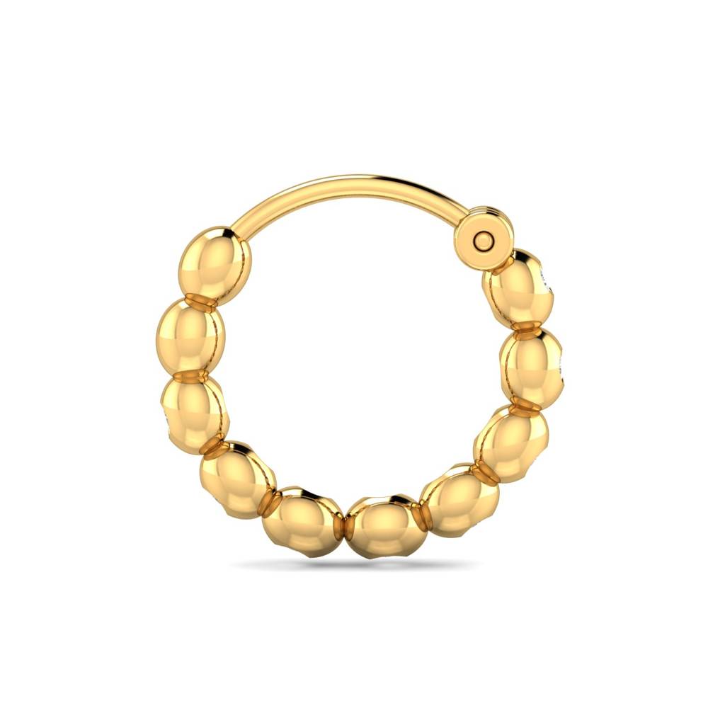 KuberBox 18K Yellow Gold Delu Beaded Nose Ring