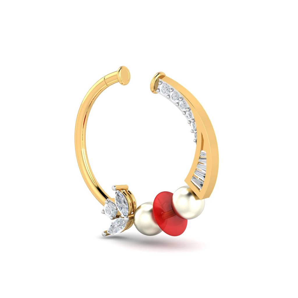 KuberBox 18K Yellow Gold Bindu Bridal Nath (Danda)