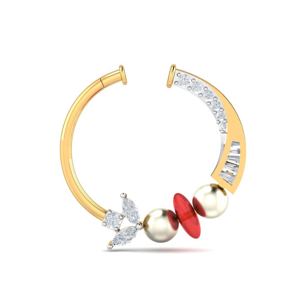 KuberBox 18K Yellow Gold Bindu Bridal Nath (Danda)