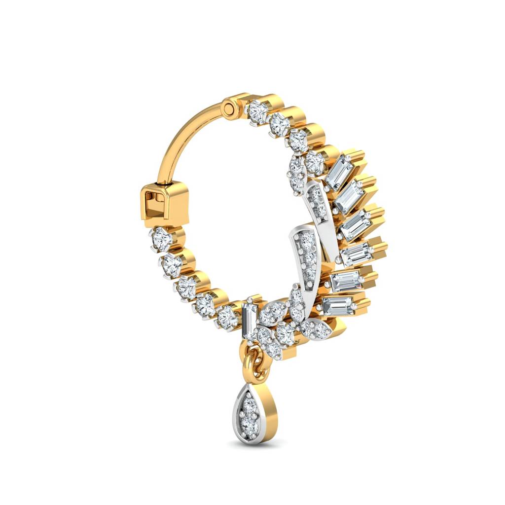 KuberBox 18K Yellow Gold Ritzy Diamond Nath