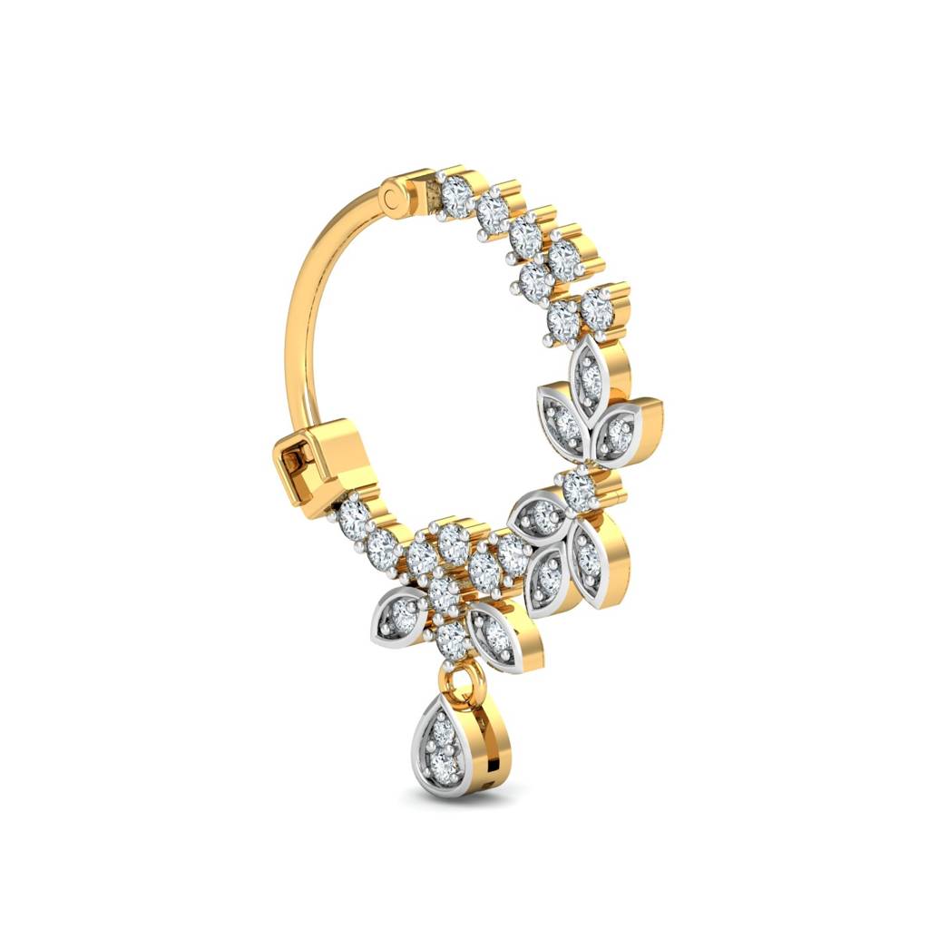 KuberBox 18K Yellow Gold Petiole Diamond Nath