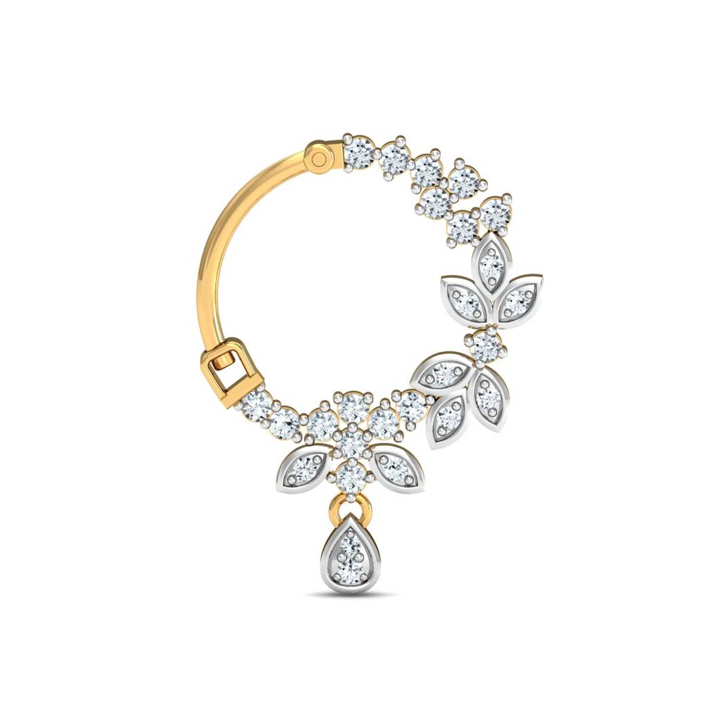 KuberBox 18K Yellow Gold Petiole Diamond Nath
