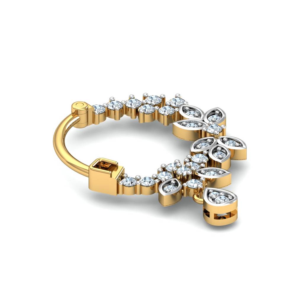 KuberBox 18K Yellow Gold Petiole Diamond Nath