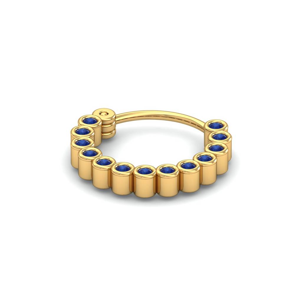 KuberBox 18K Yellow Gold Chuks Bezel Sapphire Nose Ring