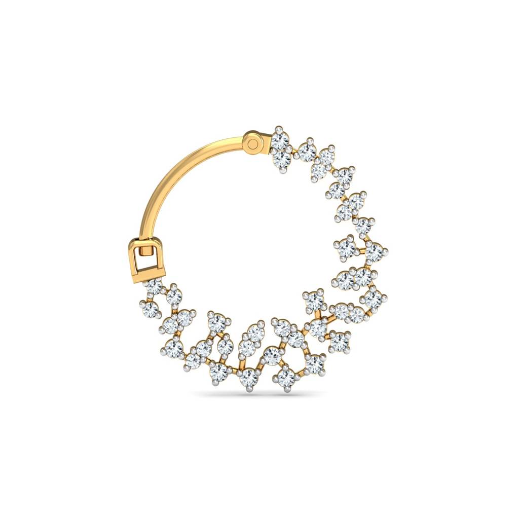 KuberBox 18K Yellow Gold Scattered Diamond Nose Ring