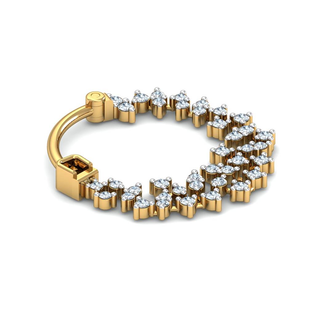 KuberBox 18K Yellow Gold Scattered Diamond Nose Ring