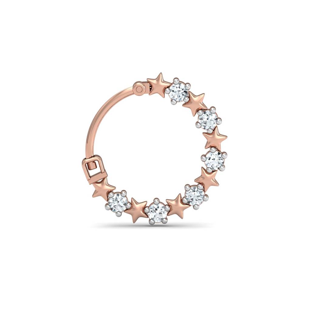 KuberBox 18K Rose Gold Stars-Aligned Nose Ring