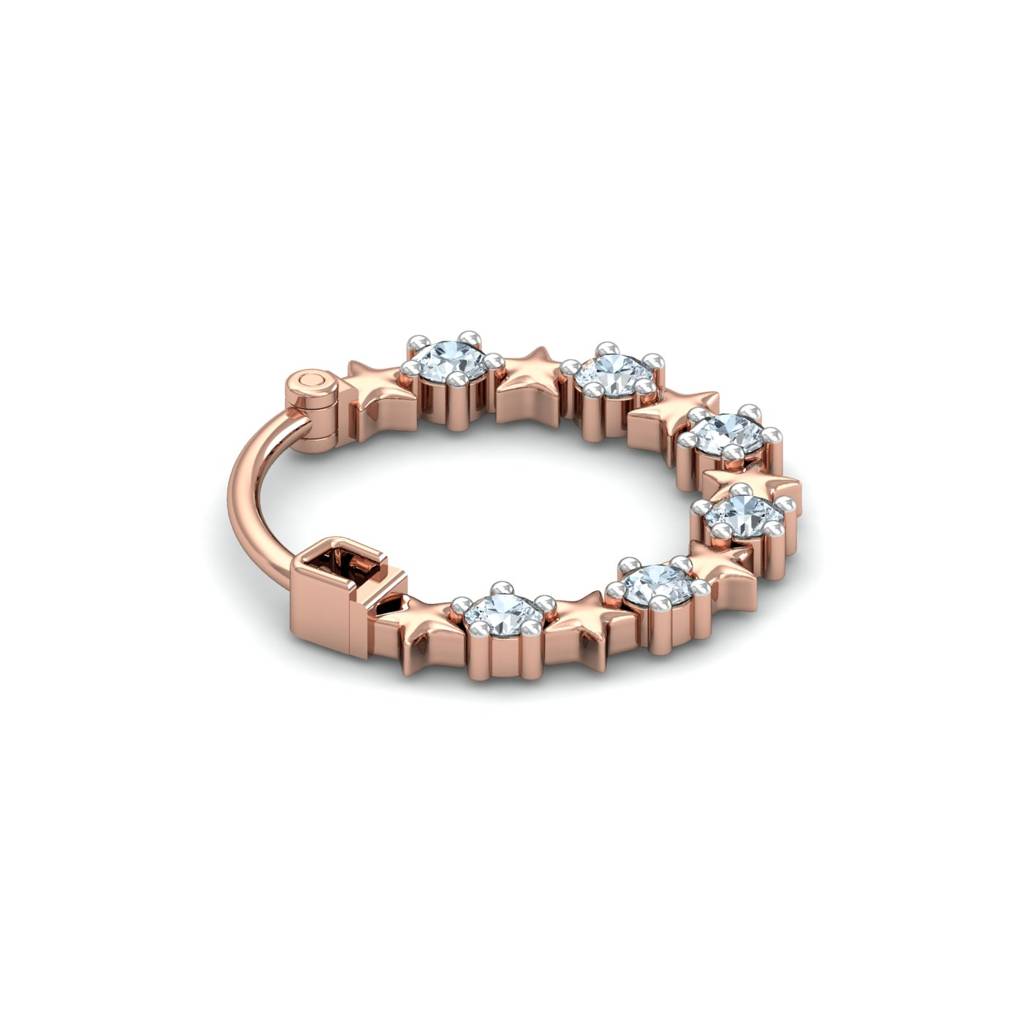 KuberBox 18K Rose Gold Stars-Aligned Nose Ring