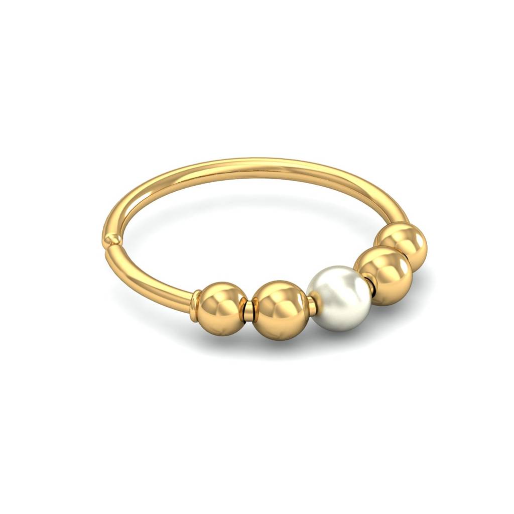 KuberBox 18K Yellow Gold Five Pt Beaded Nose Ring