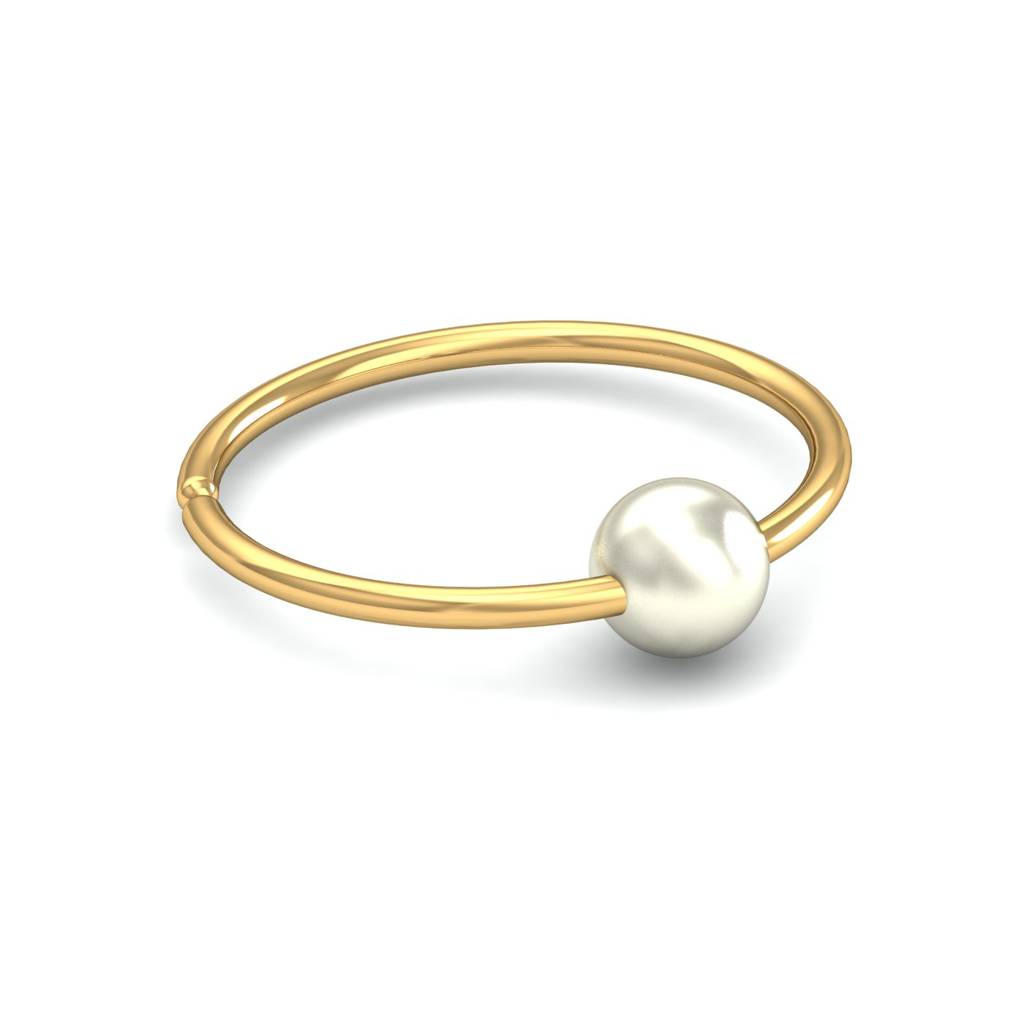 KuberBox 18K Yellow Gold Pearl Bead Basic Nose Ring