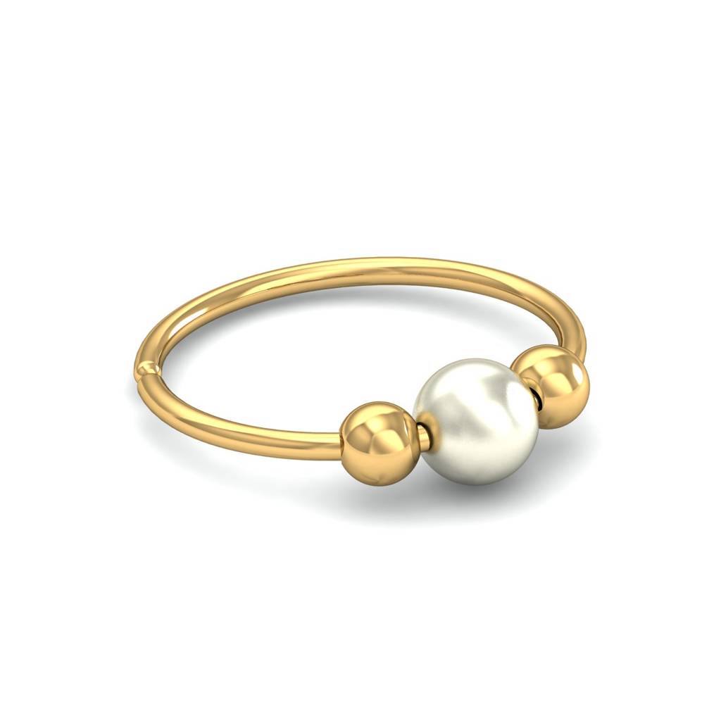 KuberBox 18K Yellow Gold Fine Pearl Nose Ring
