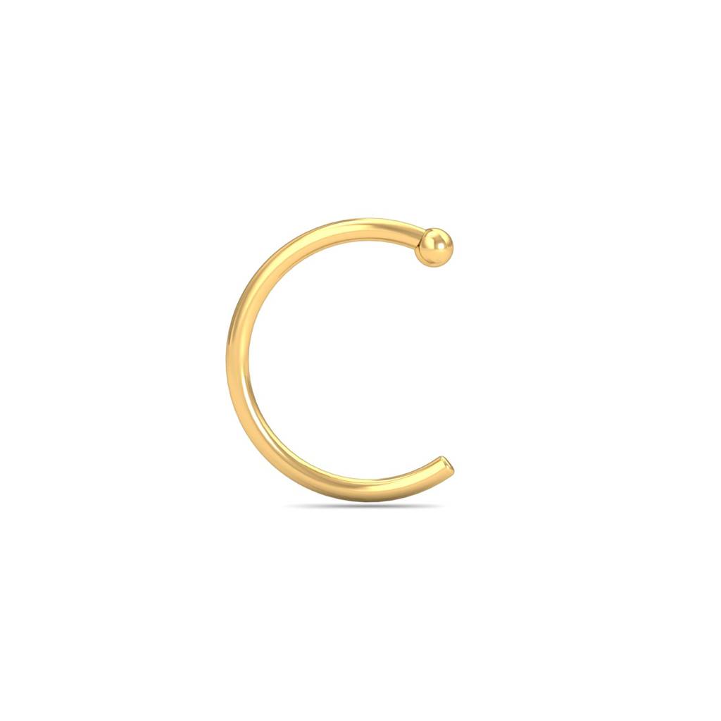 KuberBox 18K Yellow Gold Basic Half Hoop for Nose