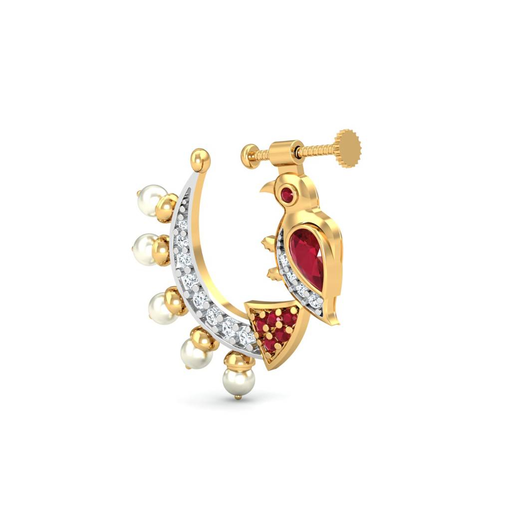 KuberBox 18K Yellow Gold Chiluka Non-Piercing Nose Ring