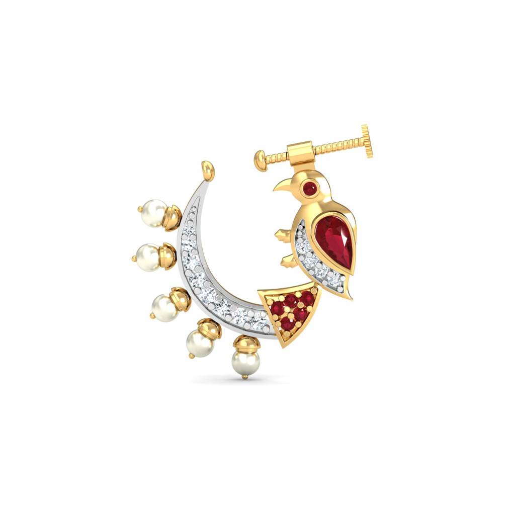 KuberBox 18K Yellow Gold Chiluka Non-Piercing Nose Ring