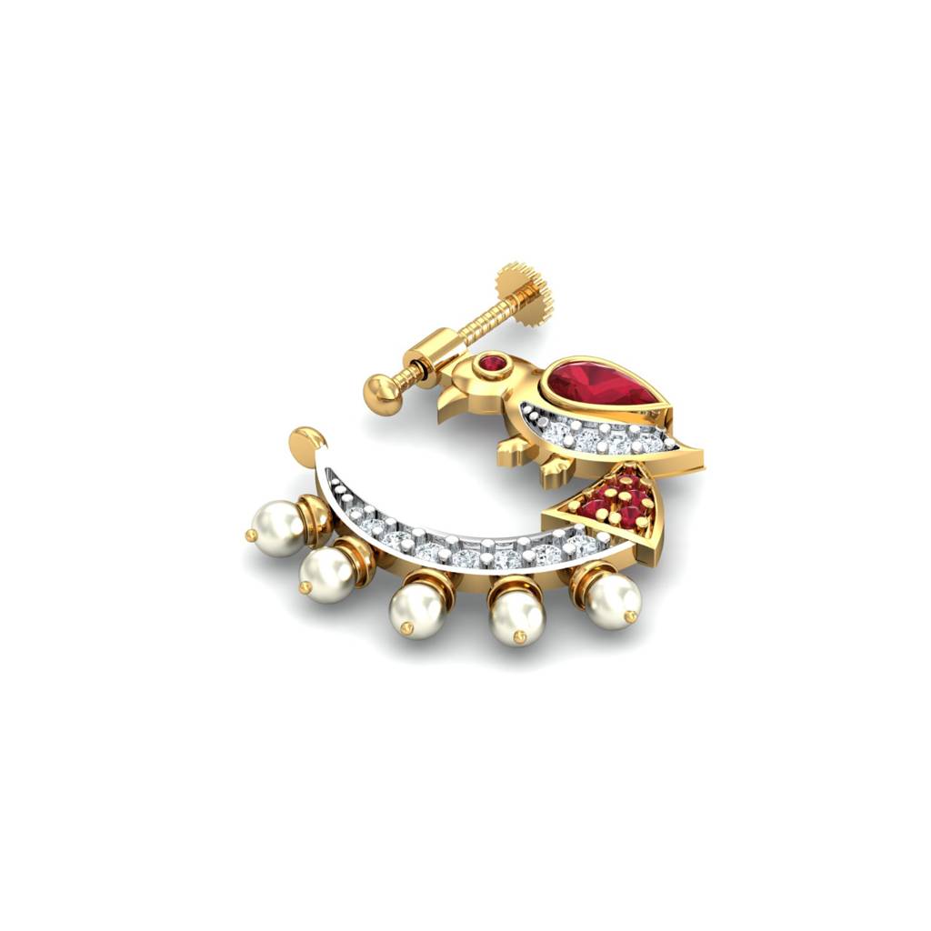 KuberBox 18K Yellow Gold Chiluka Non-Piercing Nose Ring