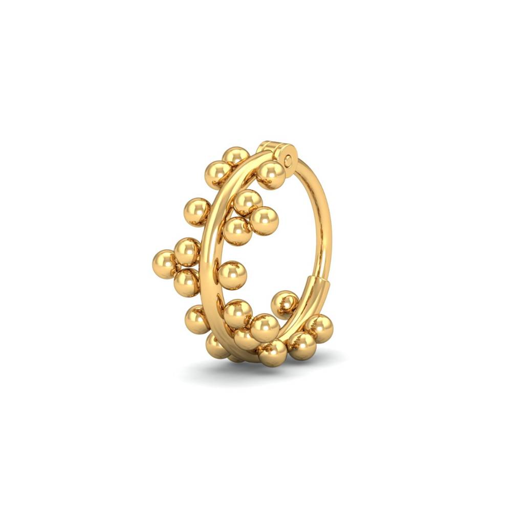 KuberBox 18K Yellow Gold Bubbles Nose Ring