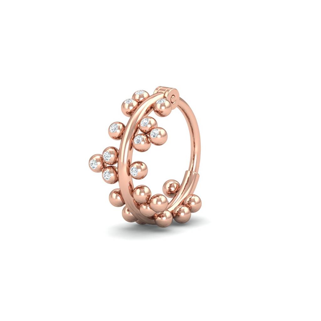 KuberBox 18K Rose Gold Bubbles Diamond Nose Ring
