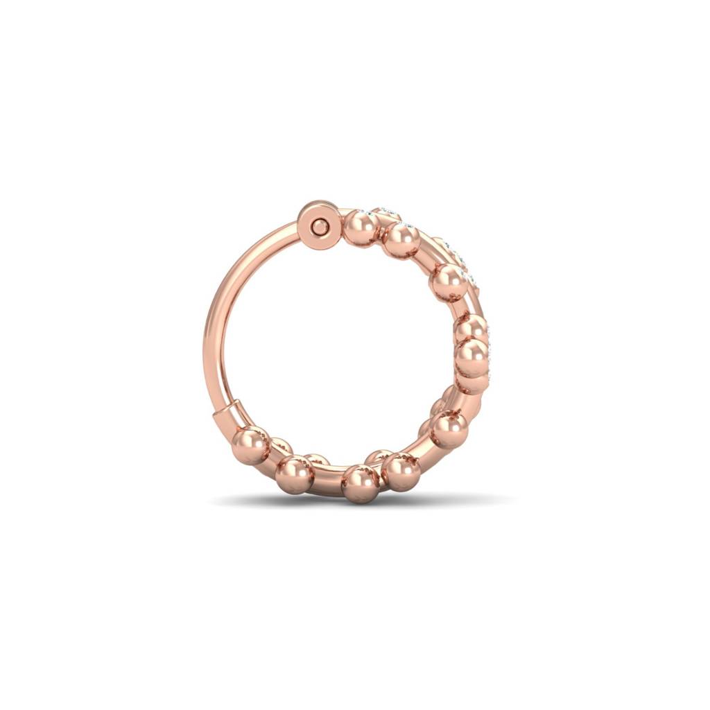 KuberBox 18K Rose Gold Bubbles Diamond Nose Ring